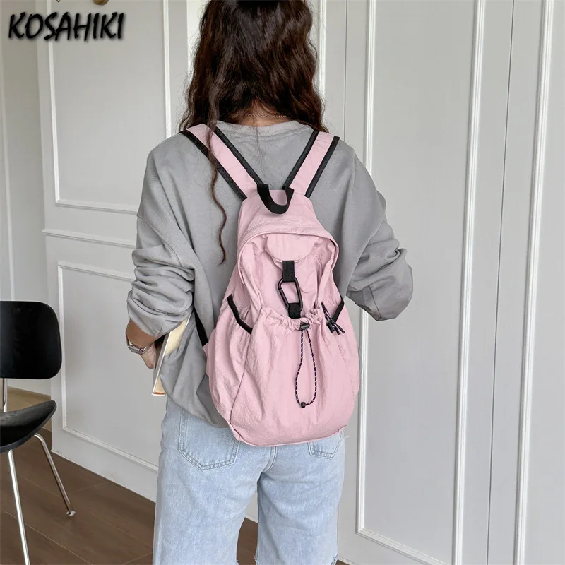 

Nylon Solid All Match Casual Schoolbags Students Fashion Simple Bags for Women Korean Preppy Y2k Aesthetic Backpacks Streetwear