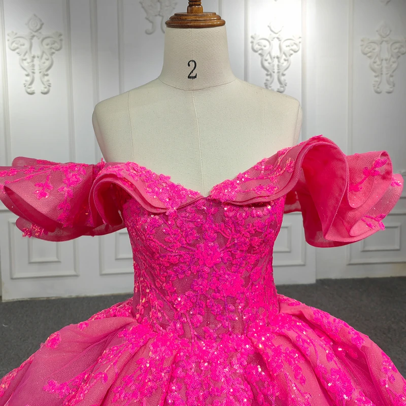 Emearald Pink Sparkly Quinceanera Dresses 2024 Off Shoulder Corset vestido 15 años quinceañera lace-up Sweet 15 Gown DY9986