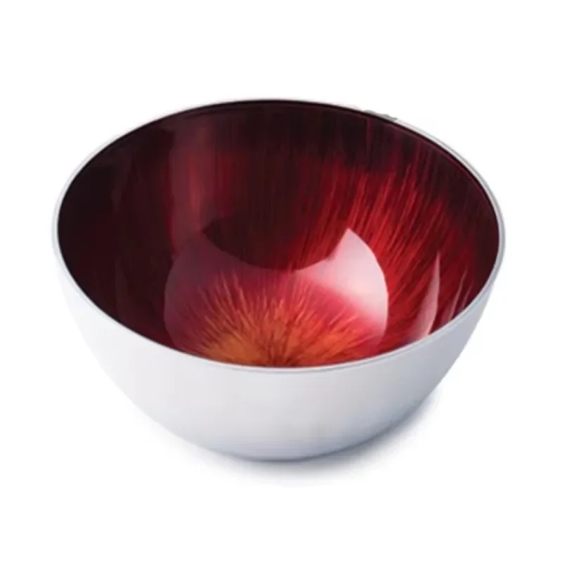 Metal serving bowl Kitchenware Enamel finishing Shiny polished tableware Food preservation Feeding bowl