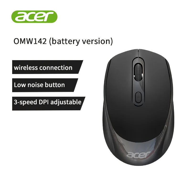 

Беспроводная мышь Acer (прокладка) для ноутбука, настольного компьютера универсальная, на батарейках (без аккумулятора) OMW142