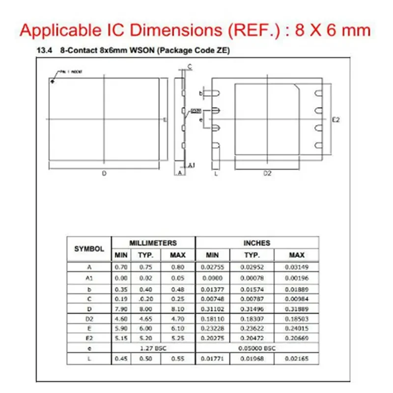 كفاءة DFN8/QFN8/WSON8 /MLF8/MLP8 إلى DIP8 مقبس عالمي/محول CNV-DFN8-DIP8 DFN8X6-8 (10P) لرقائق IC 8X6 مللي متر BIOS Flas