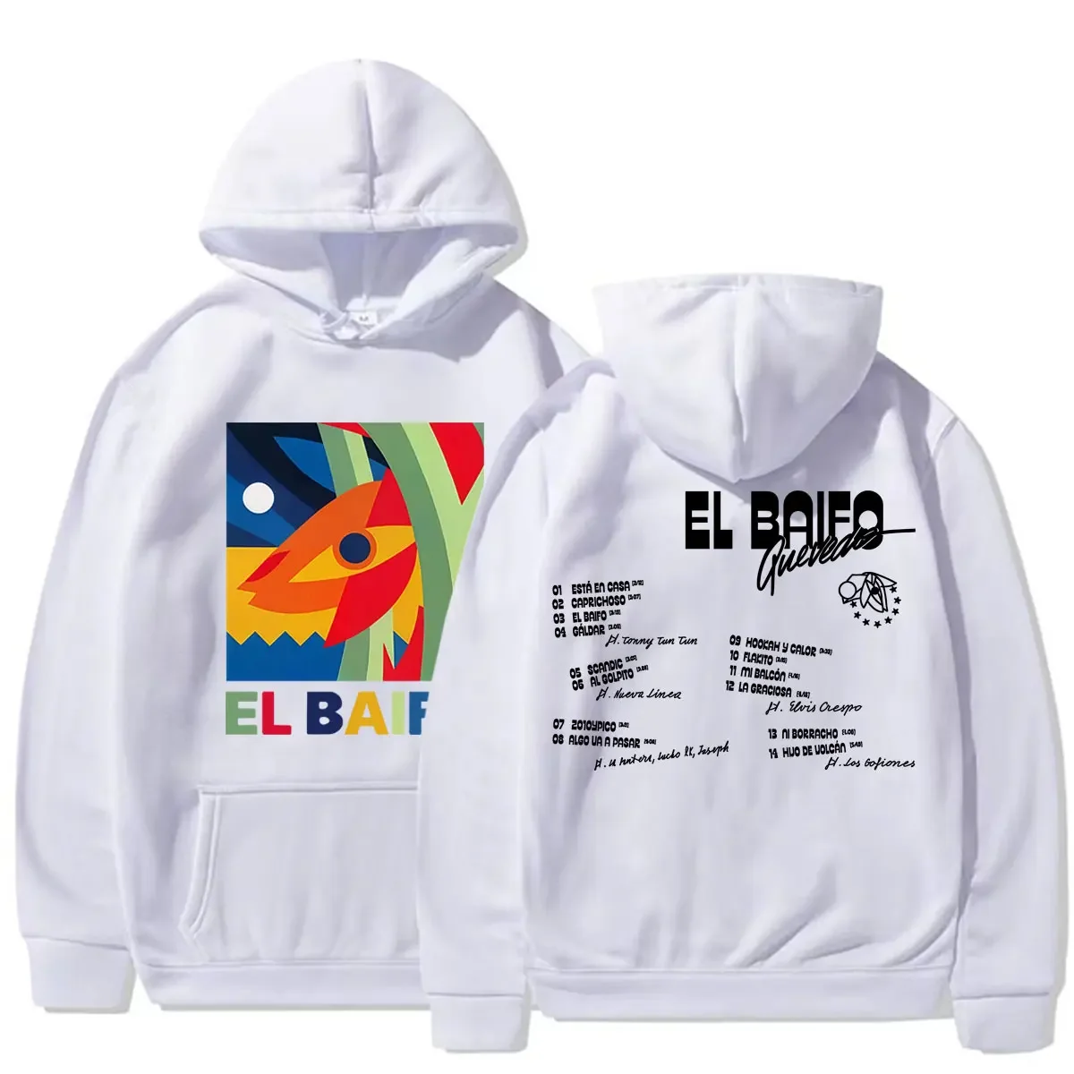 2026 Unisex Quevedo El Baifo Tour Hoodie mit beidseitigem Druck für Herren und Damen, abstrakte Kunst, Oversized Retro Streetwear Pullover-Sweatshirt – Detail 4
