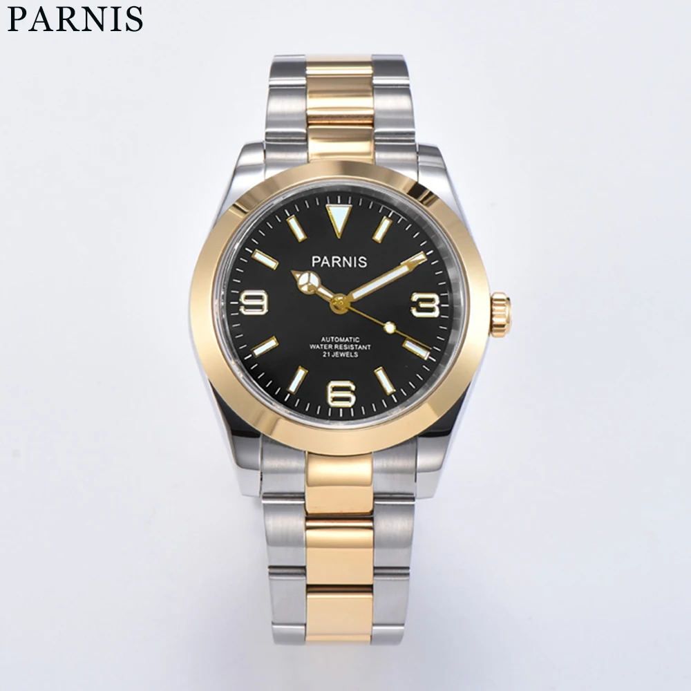 Parnis 39.5mm Mechanical Automatic Men Watch Miyota 8215 Stainless Steel Strap Watches