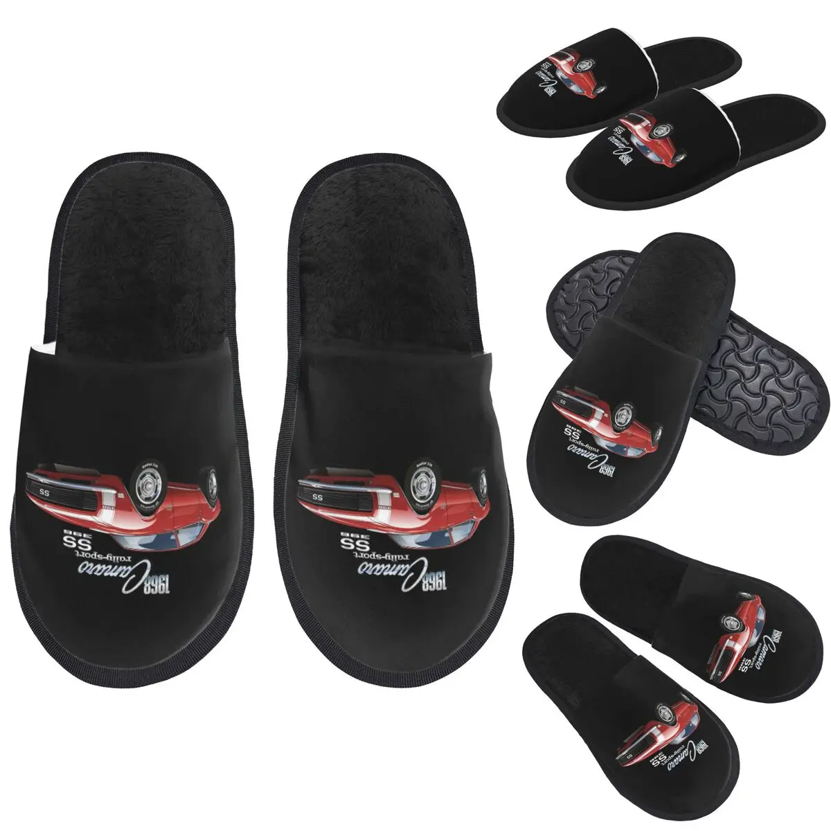 

Custom 1968 Camaro RS 327 Red Slippers Memory Foam Warm Soft Women House Slipper Indoor Fluffy Shoes