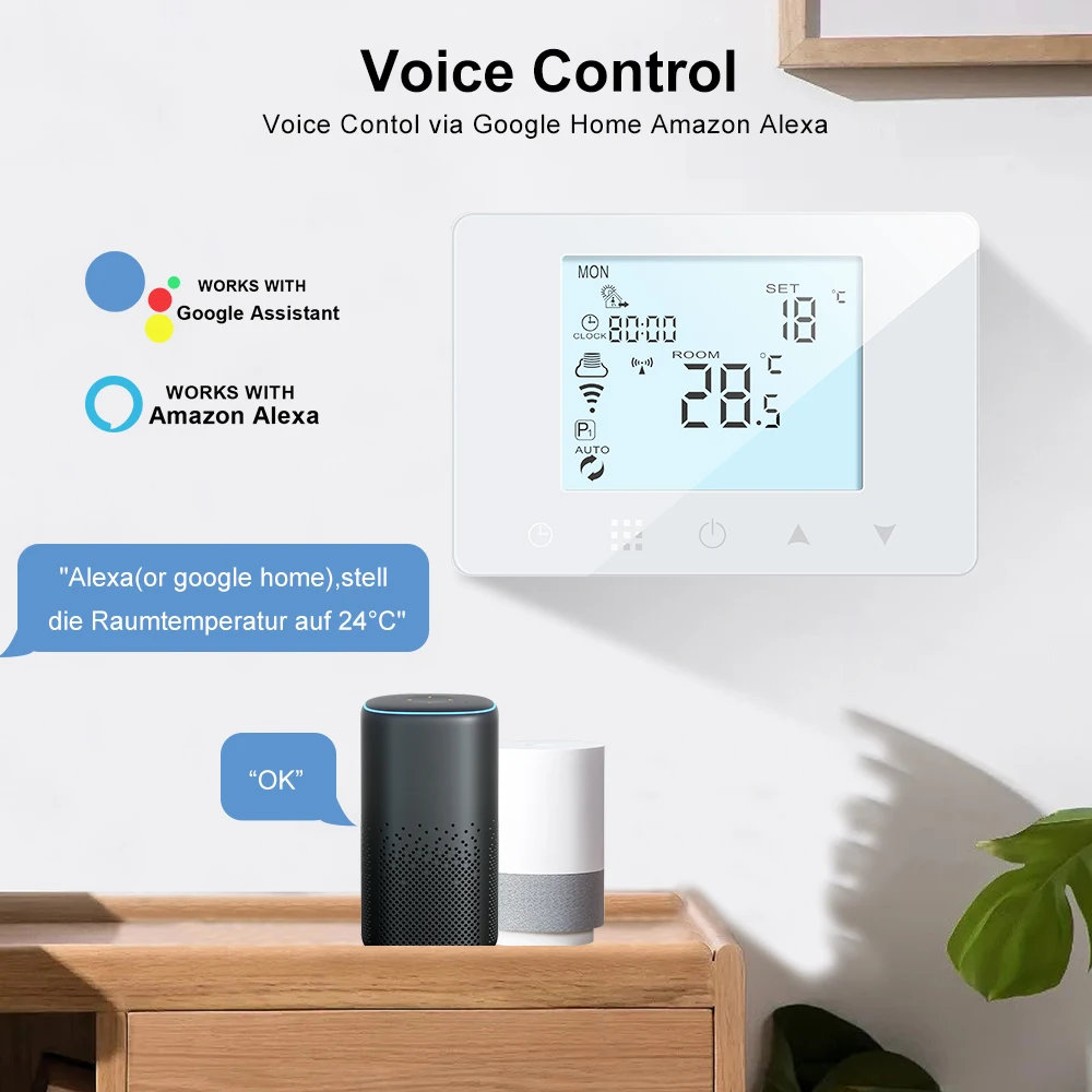 Imagem -05 - Tuya Wifi Termostato Inteligente rf sem Fio Caldeira a Gás Temperatura de Aquecimento Controle Remoto Funciona com o Google Casa Alexa