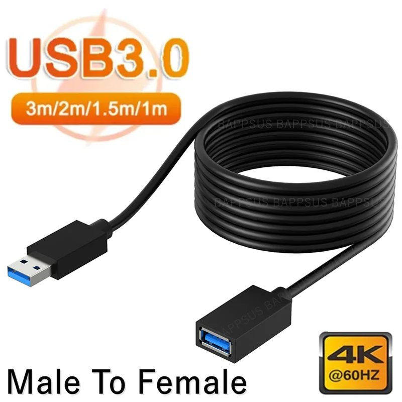 1/1.5/2/3M USB 3.0 Extension Cable Data Cord For Laptop TV SSD USB 2.0 Fast Male to Female Computer Camera Printer Connector