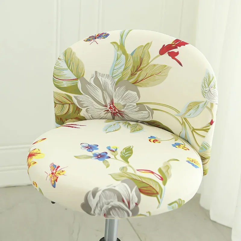 Fashion Universal Circular Arc Elastic Chair Cover Plant Print Stretch Seat Slipcovers for Computer Office Bar Wedding Banquet
