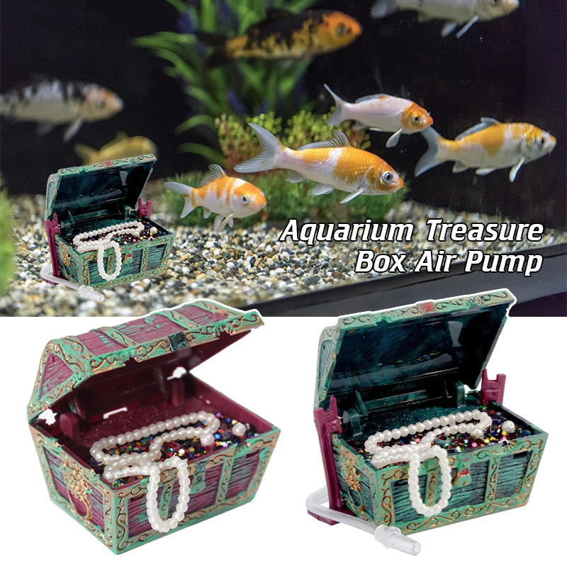 

Aquarium Cave Simulation Treasure Chest Jewelry Box Decoration Hollow Fish Shrimp Hideaway Fish Tank Piscine Ornament Red Green