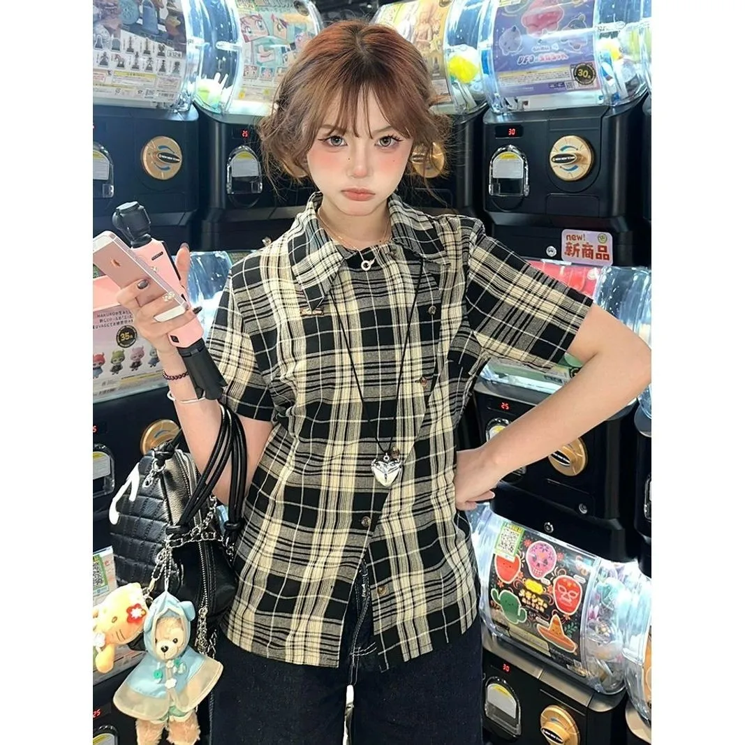 

Shirts Women Mesh Layered Short Sleeve Empire Fit Art Show Avant-garde Blouse For Creative Female Unique Modern Event Looks