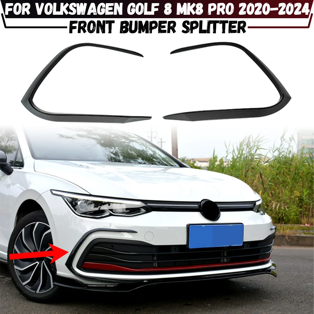 For Volkswagen VW Golf 8 MK8 PRO 2020 2021 2022 2023 2024 Front Bumper Fog Light Lower Grille Frame Spoiler Splitter