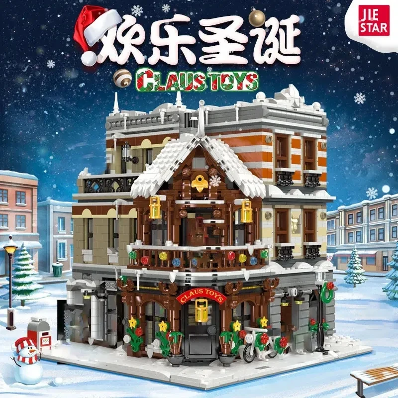 

2955PCS JIESTAR 89143 Claus Toys Winter Christmas Atmosphere Street View Modular House Building Blocks Bricks