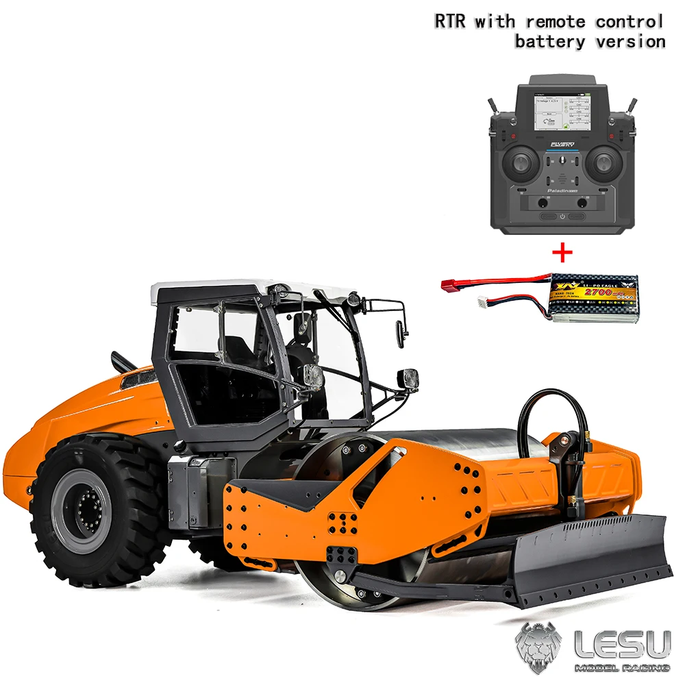 1:14 LESU Metal RC Hydraulic Road Roller Aoue H13i Radio Controlled Construction Car PL18EV Lite Battery Heavy Machine Model