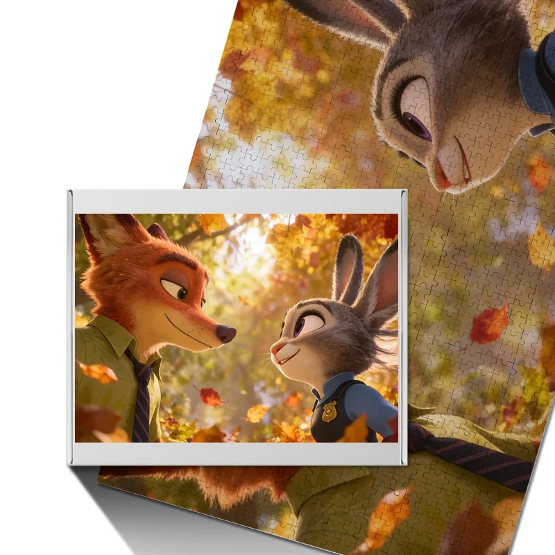 1000 stuks Disney Zootopia Judy Hopps en Nick Wild Poster Puzzel |   Hoge moeilijkheidsgraad, hersenkrakerspel voor volwassenen, creatief cadeau voor C
