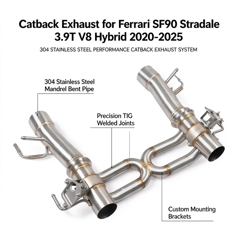 Titanium Smart Valved Catback Exhaust Muffler for Ferrari SF90 Stradale 2020-2025 3.9T V8 Racing Performance Deep Tone Tuning