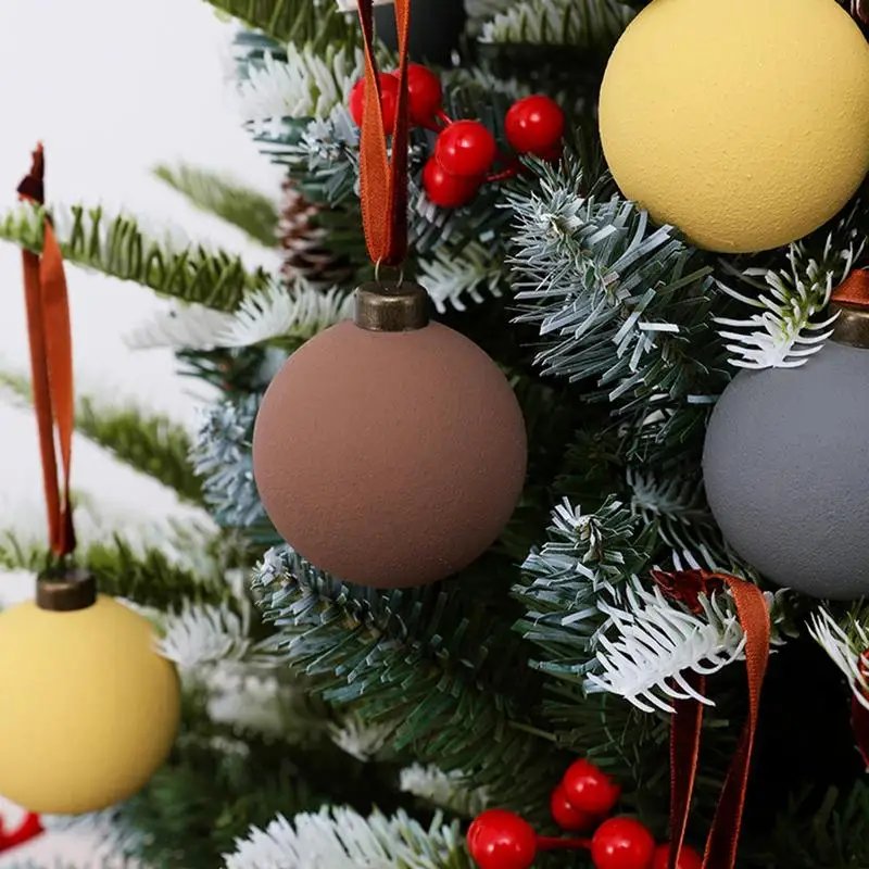 Ball Ornaments For Christmas Tree 12X Texture Christmas Crafts Christmas Ornaments Set Christmas Tree Pendants Decorative