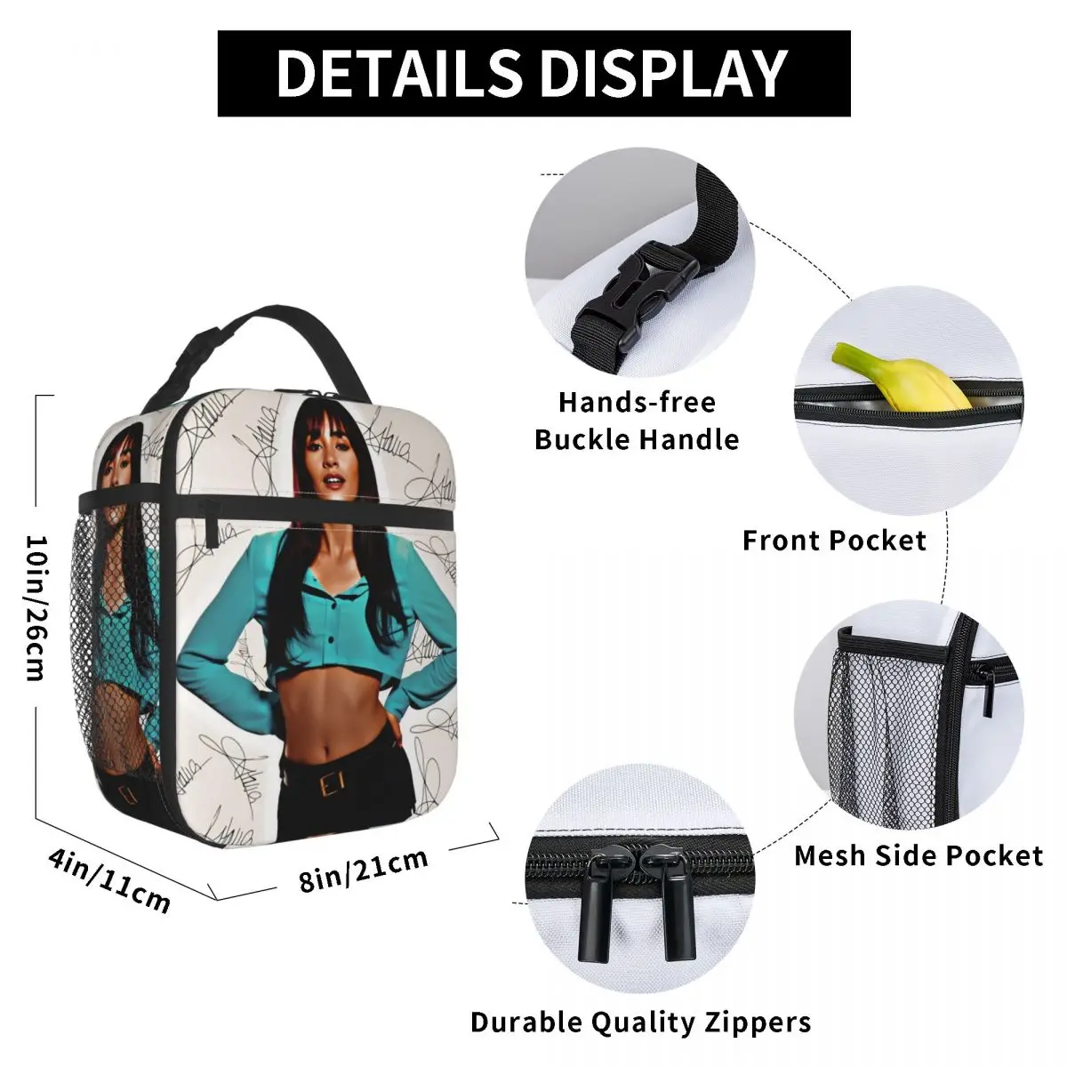 가수 Aitanas 점심 가방 휴대용 지퍼 도시락 상자 여행 인쇄 쿨러 가방 재미 있은 방수 토트 식품 가방