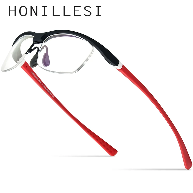 HONILLESI TR90 Eyeglasses Frame Men Semi Rimless Ultralight Eye Glasses Sports Half Rim Eyewear 7027