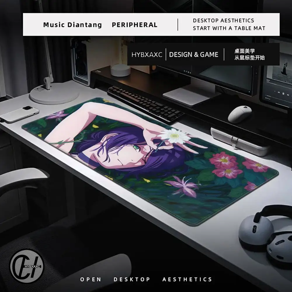 Mouse Pad Laptop Kawaii Anime Girl Reze Keyboard Pad PC Black And White Flower Desktop Mouse Mat C-chainsaw Man Gaming Mousepad 4