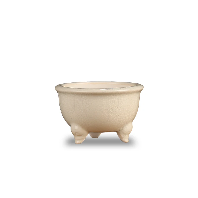 Yixing Ceramic Succulent Bonsai Flower Pot Chinese Style Purple Sand Pot Retro Small Round Pot Home Decorative Flower Pot LE654