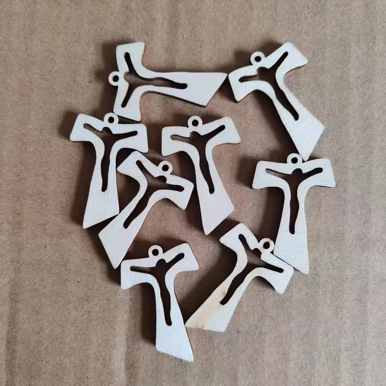 50PCS/PACK natural wood rosary accessory, rosary cross pendant, small t shape cross, rosary part without any varnish