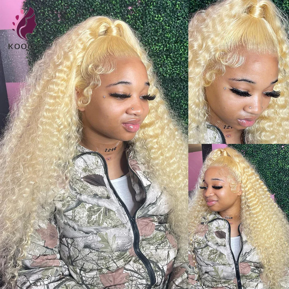 

34 Inch 613 Honey Blonde 13x4 Deep Wave Lace Front Human Hair Wigs Brazilian 180% Loose Curly Colored 4x4 Silk Top Wig For Women