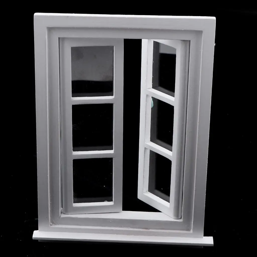 1/12 Doll House Miniature White Wooden Window , Exquisite Designed, Simple