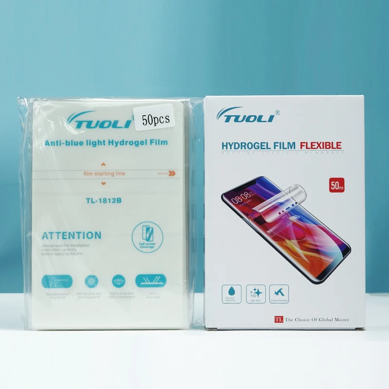 TUOLI 50 قطعة TL-1812B مكافحة الأزرق بالجملة فليكس Tpu TL168 TL568 TL518 قطع هيدروجيل فيلم حامي الشاشة ل ممن لهم فيفو آيفون