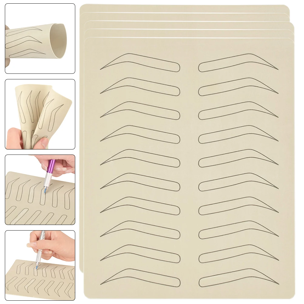 

5 Pcs Blank Silicone Eyebrow Exercise Skin Silica Gel Tattoos Practice Supplies