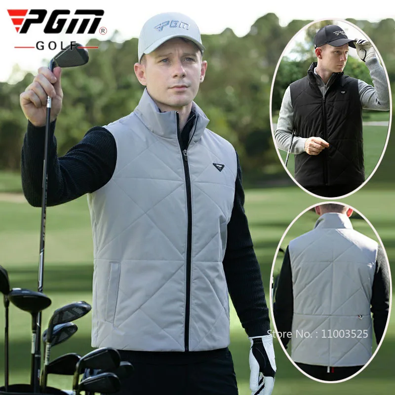 2024 Pgm Padded Vest Men Golf Winter Autumn Outerwear Casual Warm Sleeveless Jacket Male Windproof Waistcoat Stand Collar Gilet