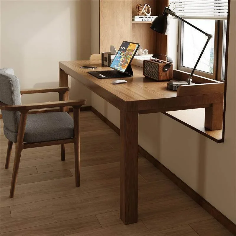Solid wood bay window desk, solid wood window sill to computer desk, bedroom home strip writing table