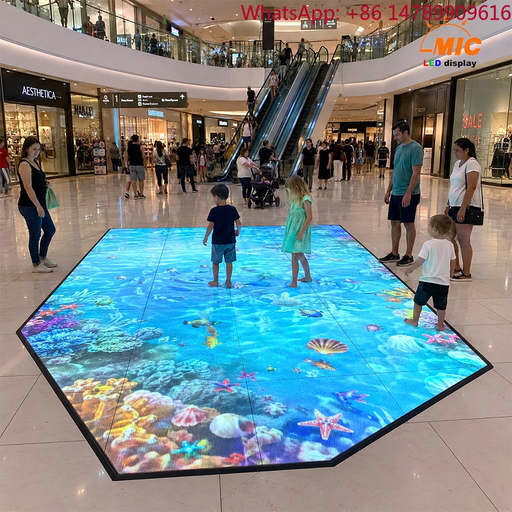 Heavy Duty Interactive LED Floor Tile Screen P2.97 Waterproof Dance Floor LED Display For Shipping MallInteractive LED Floor Dis