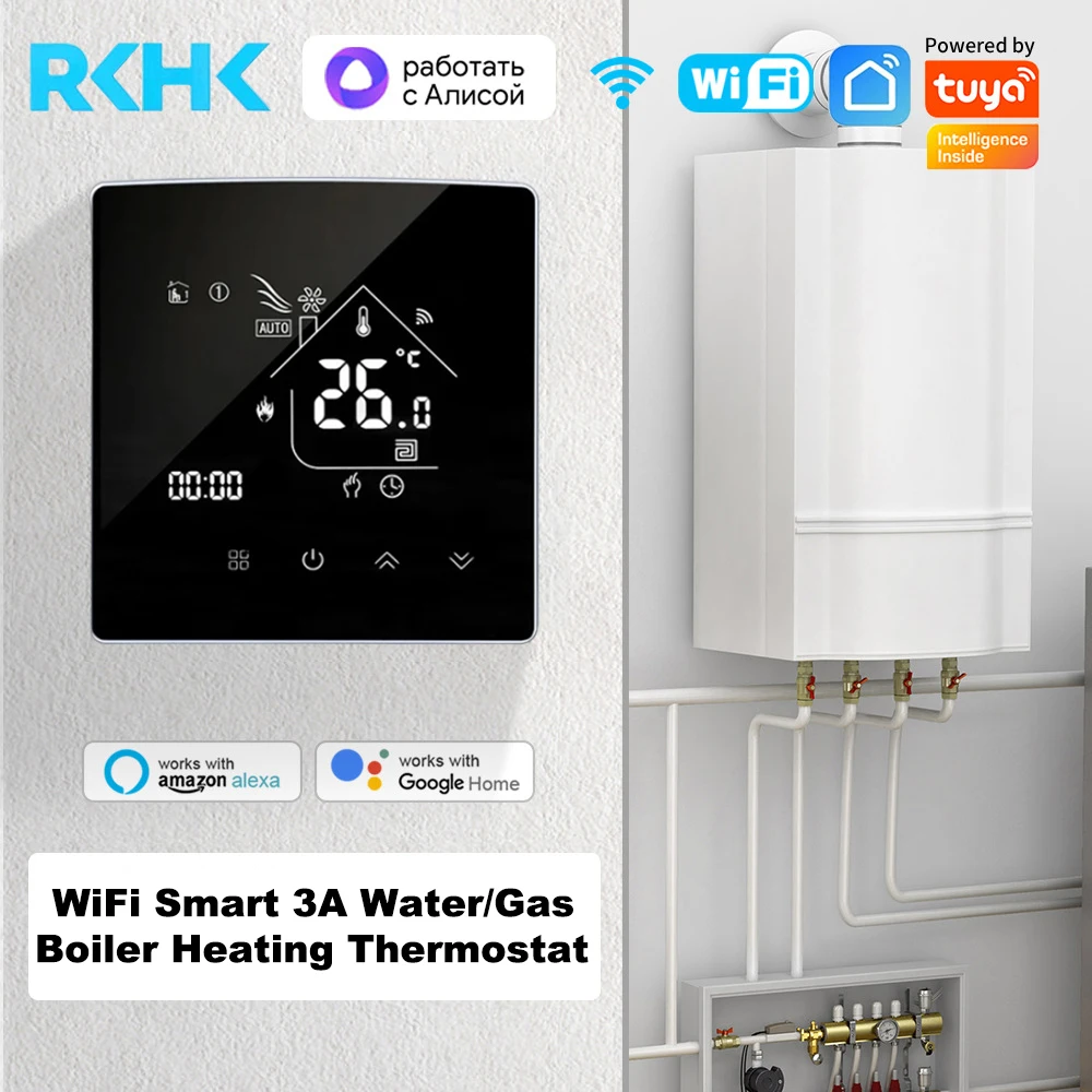 Termostato de caldera de Gas Wifi Tuya, termostato de calefacción inteligente para el hogar, aplicación remota móvil, Control Smart Life, funciona con Google Home Alexa