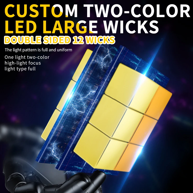 H3 LED Headlight Bulb H4 H1 H7 HB2 H11 H8 H9 9006/HB4 9005/HB3 Car Fog Light 3000K+6000K Yellow+White 110W Bicolor Auto Lamp 2x
