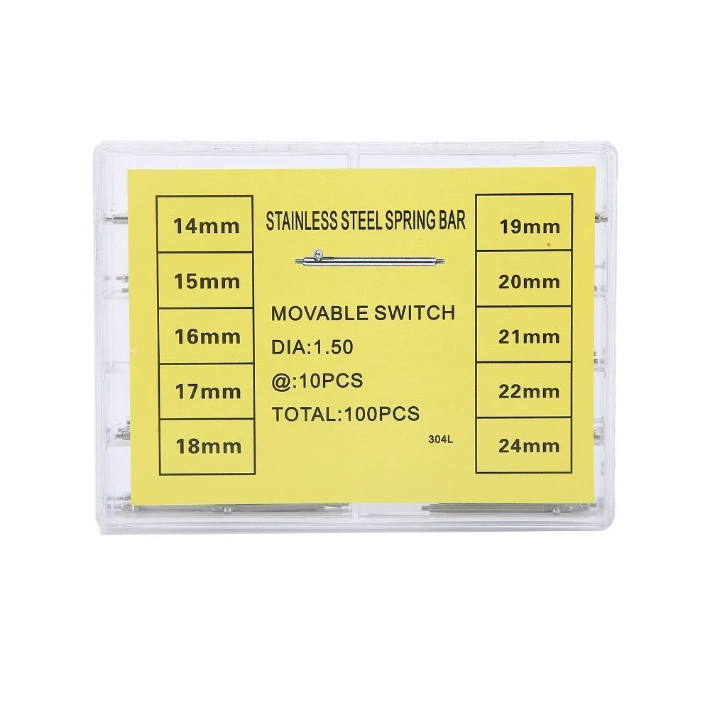 Professional 14-24mm Size Quick Release Spring Bars 1.5/1.8mm Diameter Watch Repair Tool Strap Link Pins Clock Repair