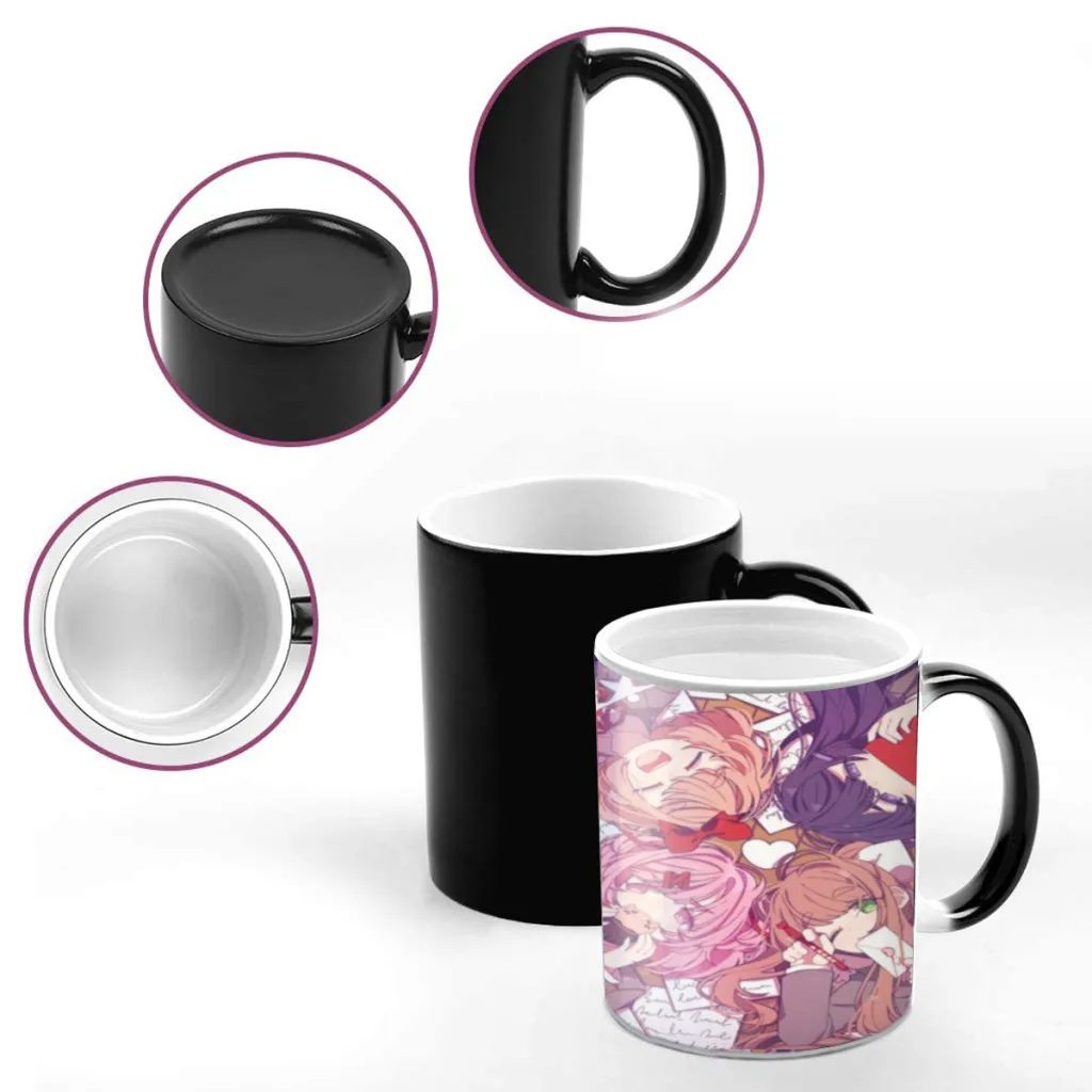 DDLC D-Doki L-Literature Newest Design Coffee Mugs Heat Color Changing Milk Tea Cup Colorcup For Birthday Gifts