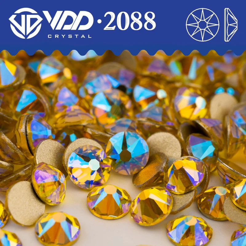 VDD SS16-SS30 High Quality AAAAA 2088 Rhinestones Crystal Multi-color AB Flatback 8 Big 8 Small 16cut Strass DIY Nail Art Stones