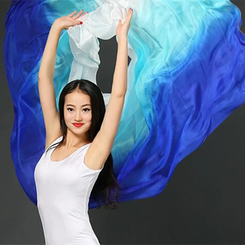 Solid Belly Dance Silk Veil 2.5m X1.14m Dancer Stage Performance Show Props Hand Throw Scarf Shawl Light 5mm Praise Church Adult