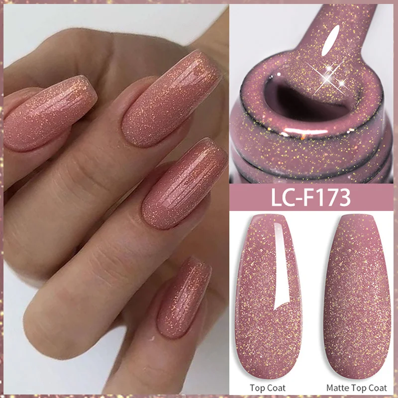 Lilycute rosa Glitzer Pailletten Gel Nagellack Herbst Gold Laser funkelnden Effekt Maniküre semi-permanente Nail Art UV Gel Lack