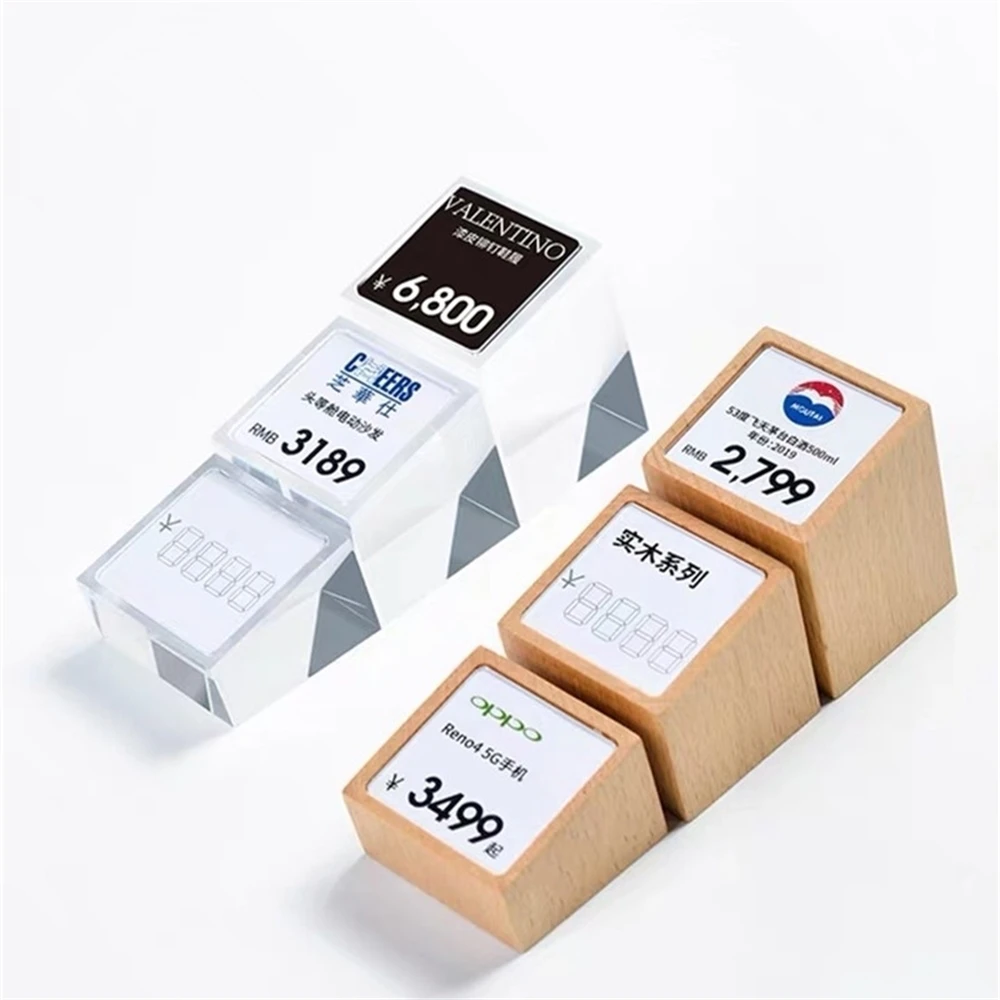 Acrylic Price Tag Paper Holder Display Stand Table Mini Price Cubes Jewelry Label Sign Watch Tag