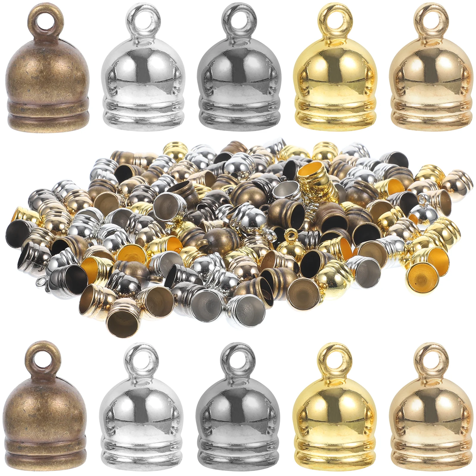 

150Pcs Necklace Making End Caps Tassel Cord Stops DIY Jewelry Craft Supplies Bracelet Keychain Phone Chain Decor Components
