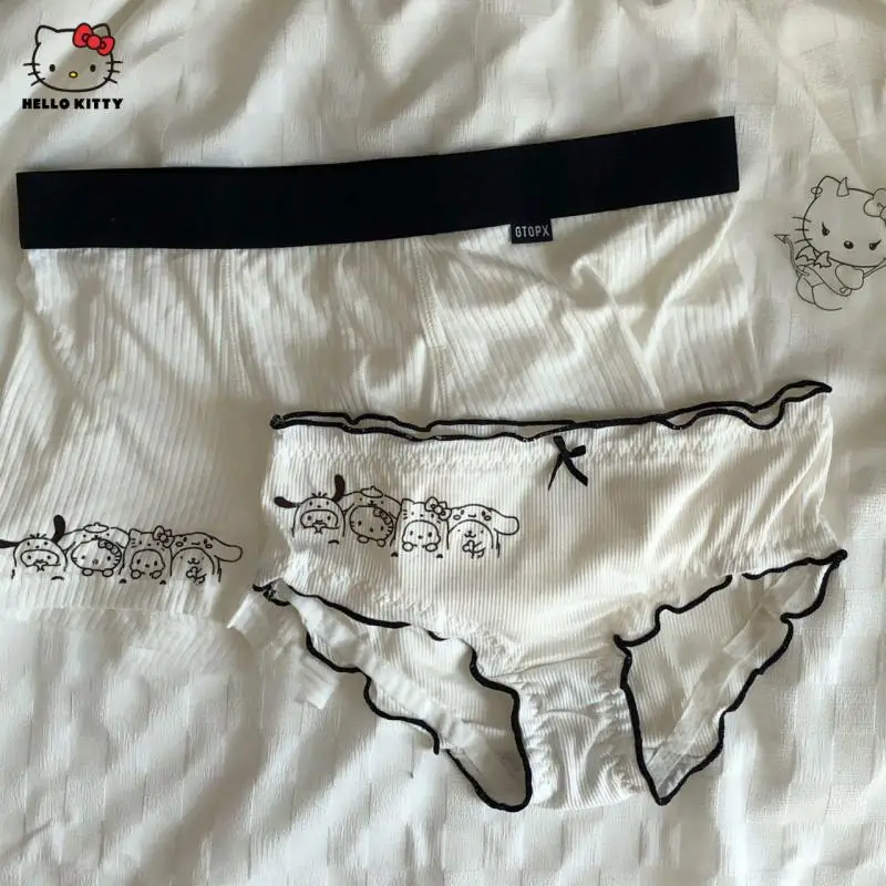 Original Sanrio Couple Panties 3Pcs Suit Cartoon Hello Kitty Cinnamoroll Mymelody Breathable Cool Women Trunks Men Boxers Gift