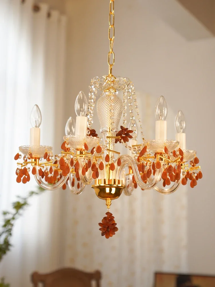 Italian retro glass personality daughter room French  bedroom restaurant grape cloakroom Crystal Chandelier