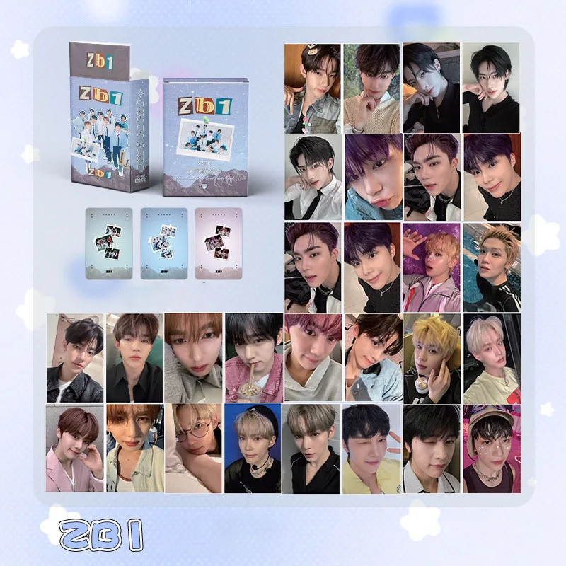 50Pcs/Set KPOP ZB1 Laser Photocards ZHANGHAO RICKY Double Sides LOMO Cards ZEROBASEONE Boxed Postcard INS Style Fans Collection