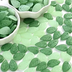 50pcs 11x18mm Acrylic Green Leaf Beads Loose Spacer Beads For Making Earring Necklace Bracelet Diy Handcraft Jewelry Accessories