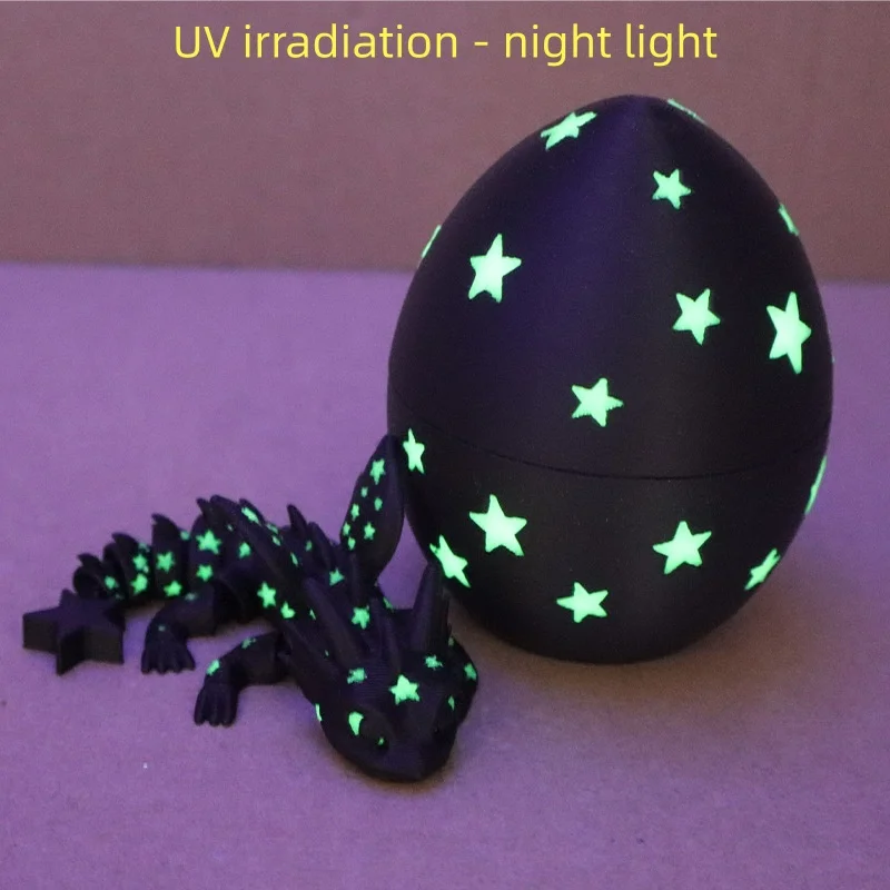 

3D Printed Noctilucent Cute Galactic Starlight Dragon with Dragon Egg Model Plastic Desk Sculpture Holiday Gift for Decoration