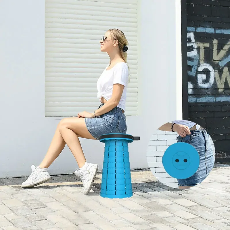 Folding Small Stool Portable Storage Plastic Household Folding Shoe Changing Bench Telescopic Ottomans Resting Artifact Chair