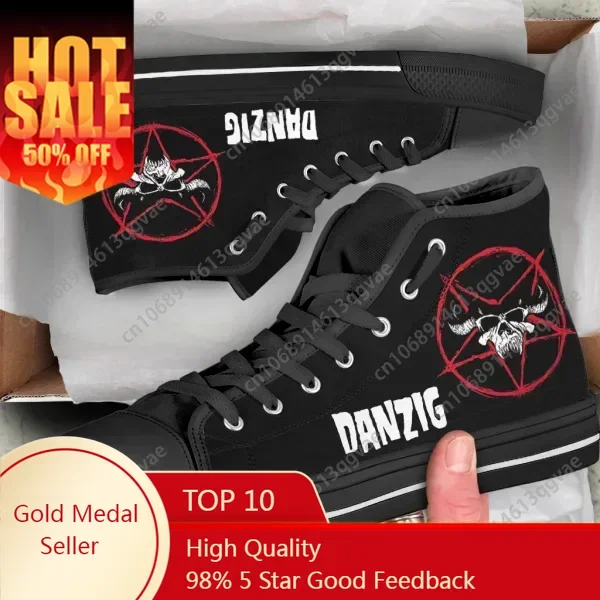 

Hot Cool Danzig Band Man Woman High Quality High Help Canvas Shoes Lightweight Casual Board Shoes Fashion Sneakers Canvas Shoes