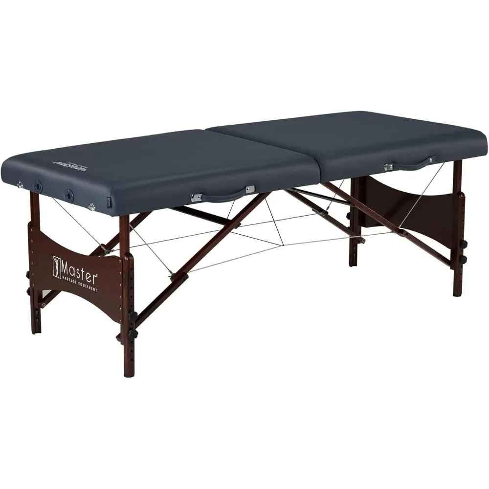 

Портативный массажный стол Newport с плотной подкладкой из пенопласта 2,5, твердой древесиной отделкой из орехового дерева и стальными опорными кабелями