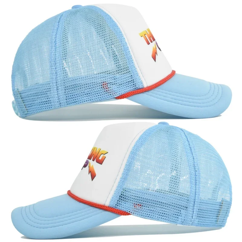 Retro Stranger Cosplay Graphic Trucker Cap, Half Mesh Breathable Baseball Hat, Adjustable Snapback for Daily Outdoor Wear