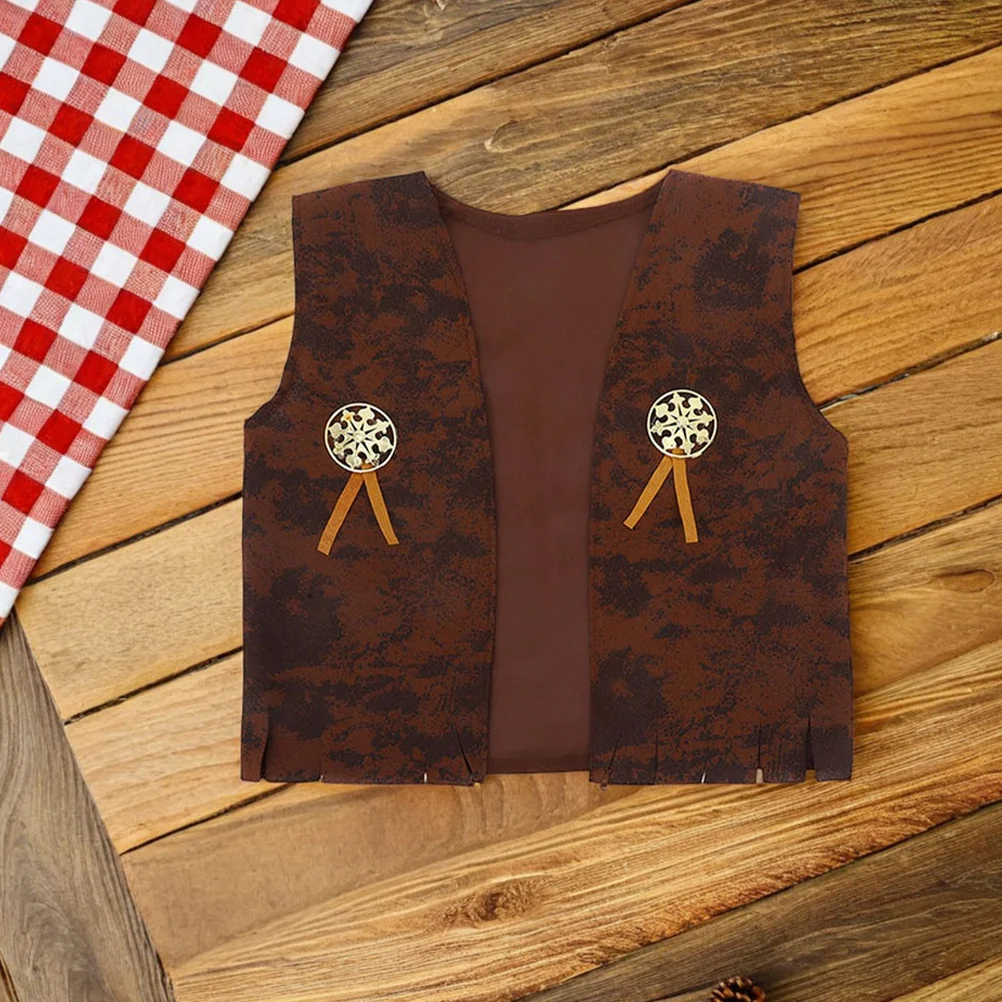 1Set Kids Cowboy Kostuum Set Inclusief Bandana Vest Hoed Halloween Cosplay Party Western Outfit voor Peuters Jongens Meisjes Thema